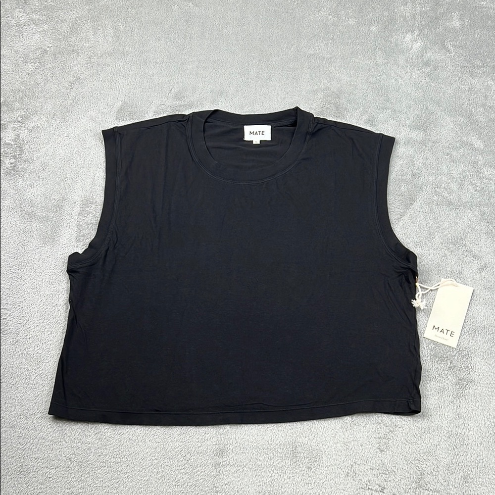 NEW MATE The Label XL 100% Organic Cotton Cotton Muscle Tank Black Top